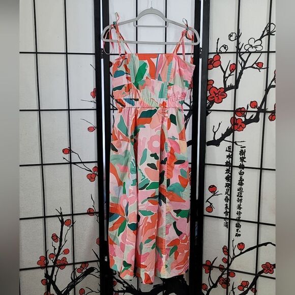 Jessie Zhao Grace Floral Cotton Sleeveless Midi Dress - Picture 2 of 12